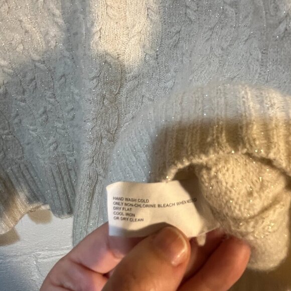 Banana Republic White Sparkle Knit Sweater Italian Yarn Women's M - Picture 4 of 9